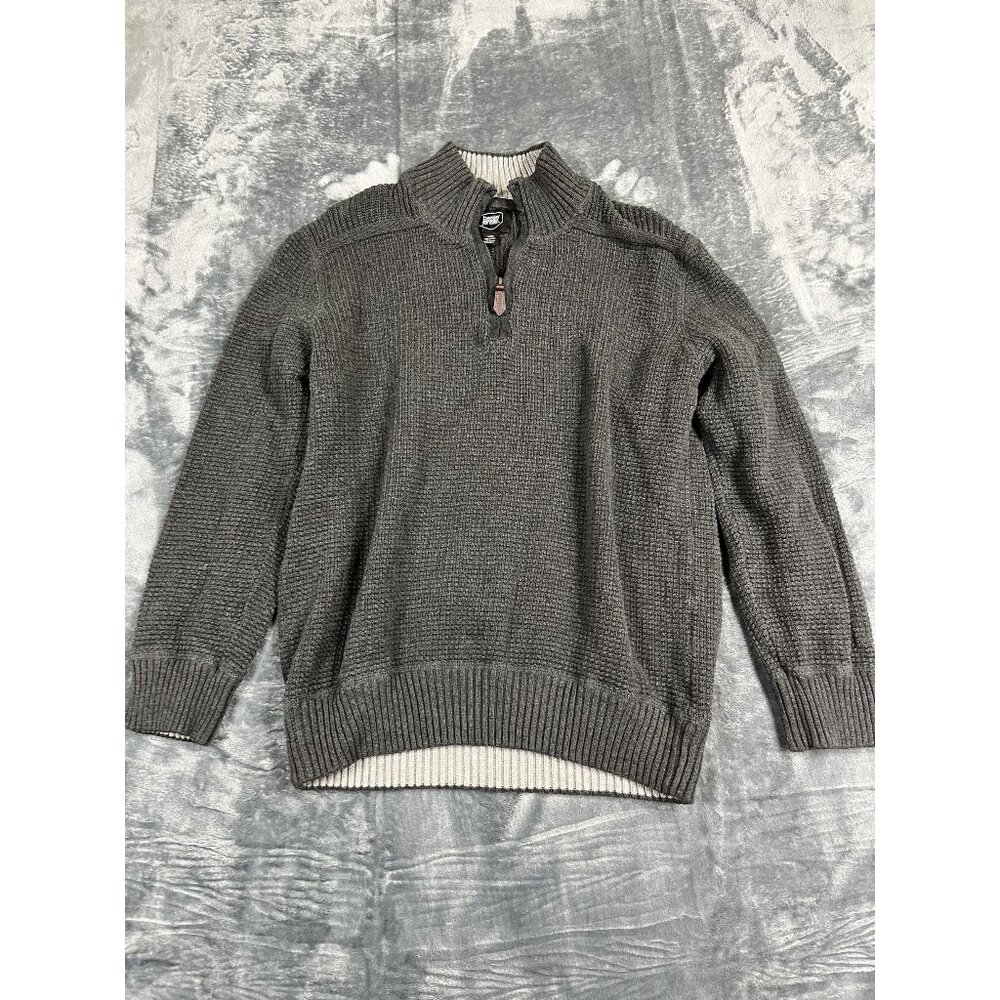 Berkley Jensen Mens Gray Half-Zip Cotton Sweater Large